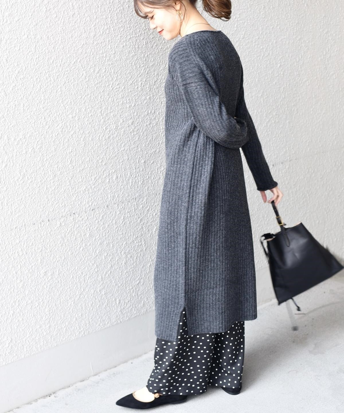 ウールリブロングワンピース