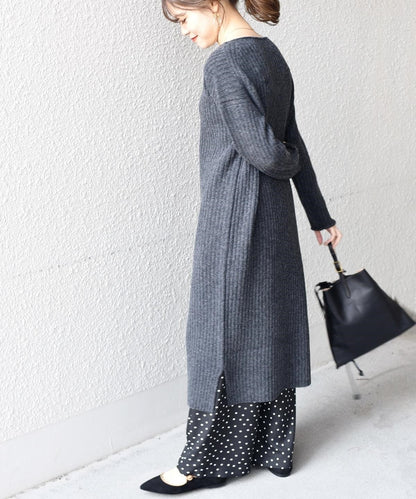 ウールリブロングワンピース