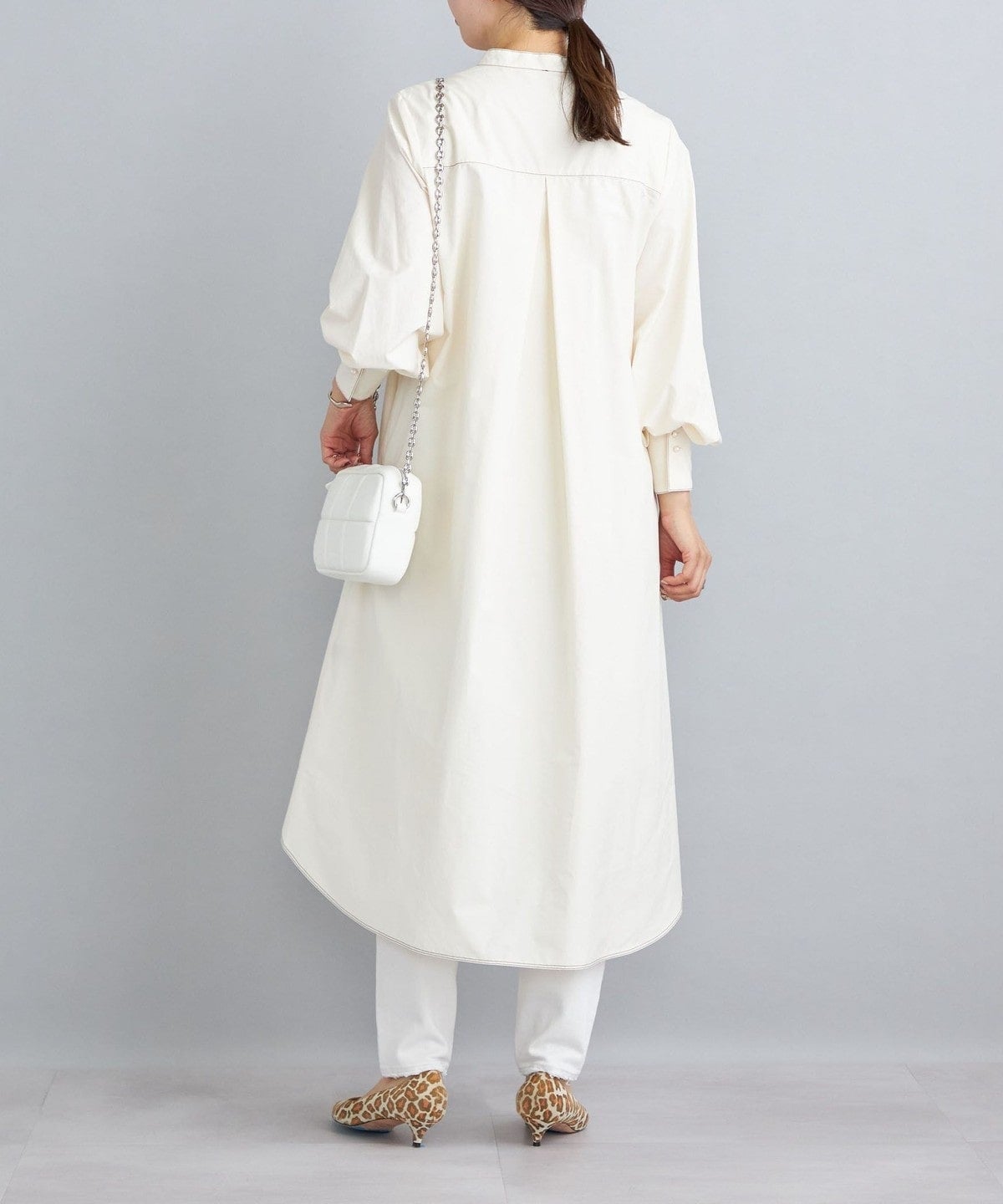 〈手洗い可能〉パールモチーフボタンワンピース ストライプ/ソリッド