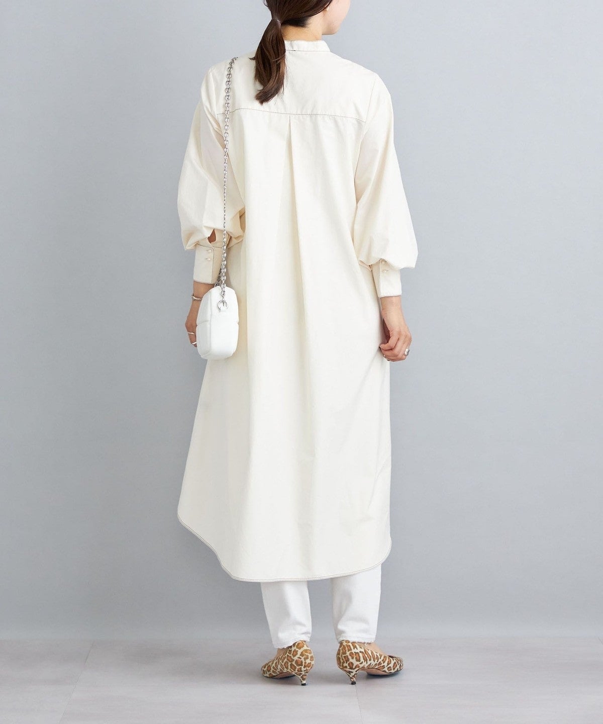 〈手洗い可能〉パールモチーフボタンワンピース ストライプ/ソリッド