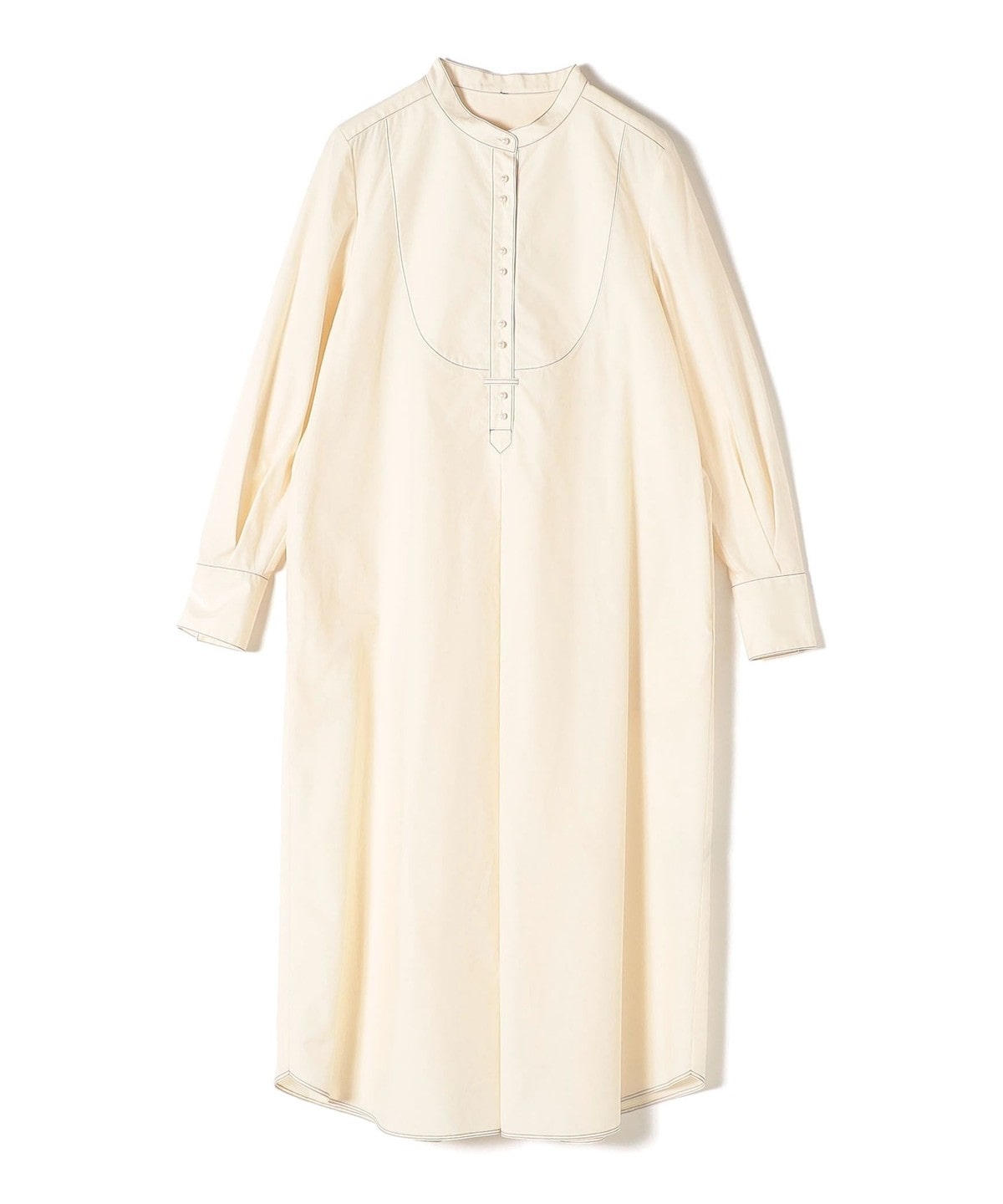 〈手洗い可能〉パールモチーフボタンワンピース ストライプ/ソリッド