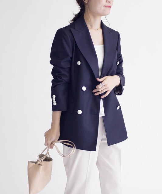 PrimaryNavyLabel:ウールコットンダブルジャケットnavy