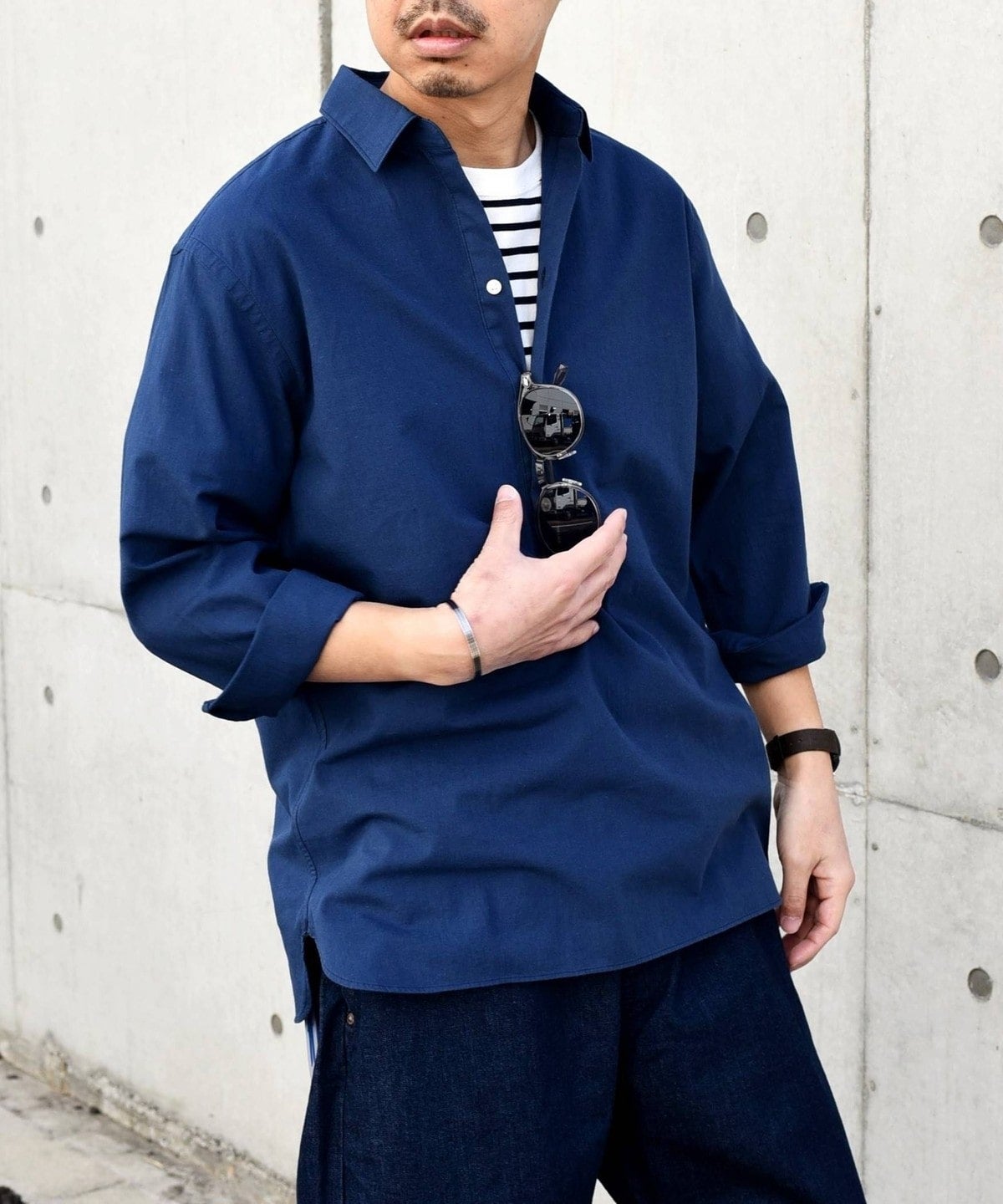 SHIPS any: 〈洗濯機可能〉コットン  / リネン 7分袖 プルオーバーシャツ 24SS