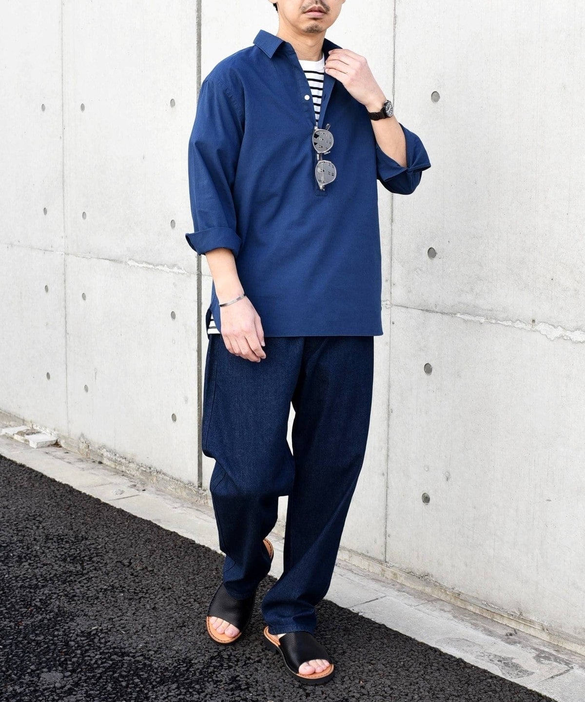 SHIPS any: 〈洗濯機可能〉コットン  / リネン 7分袖 プルオーバーシャツ 24SS