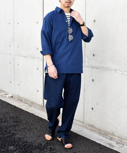 SHIPS any: 〈洗濯機可能〉コットン  / リネン 7分袖 プルオーバーシャツ 24SS