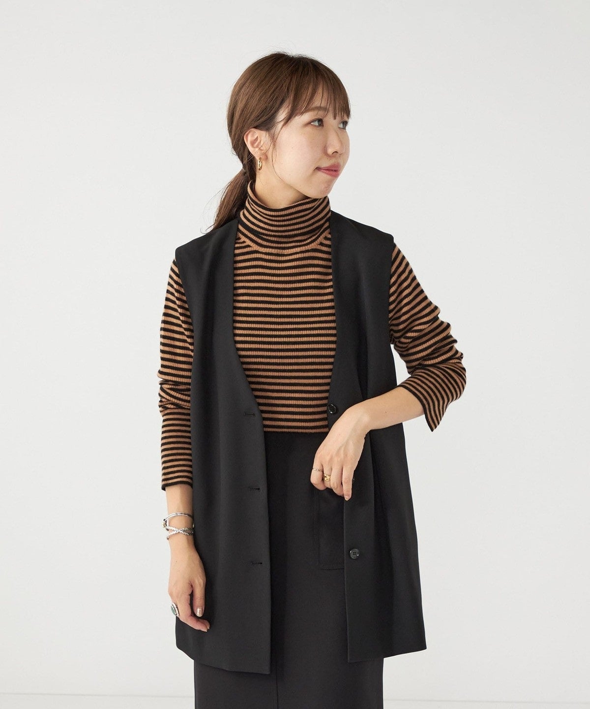 SHIPS any:〈ウォッシャブル〉ノーカラー ジレ