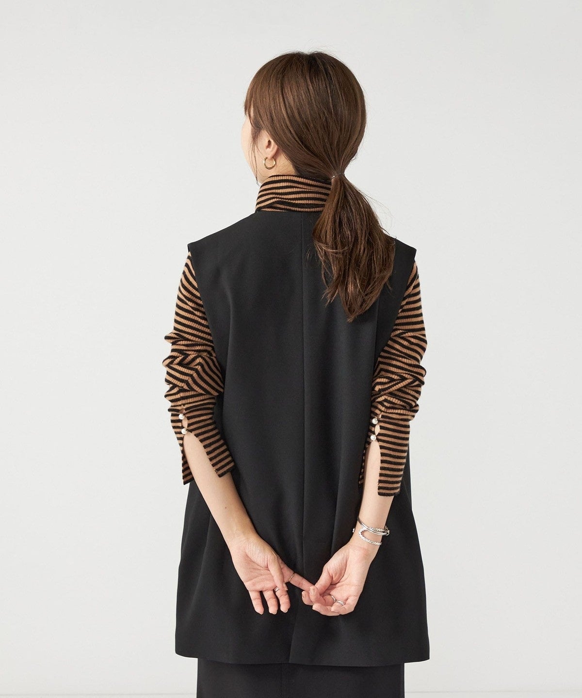 SHIPS any:〈ウォッシャブル〉ノーカラー ジレ