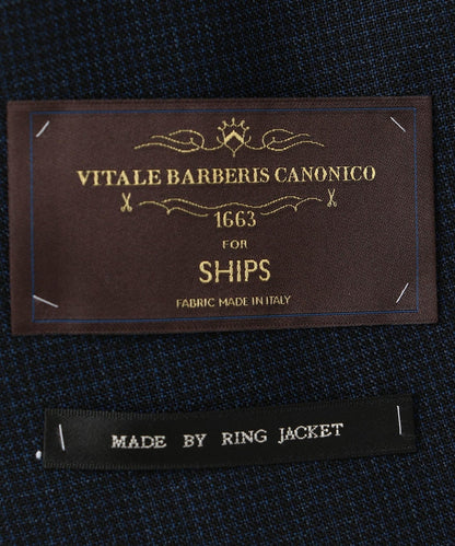 SD:【RING JACKET×CANONICO×SHIPS】ハウンドトゥース スーツ(ネイビー)