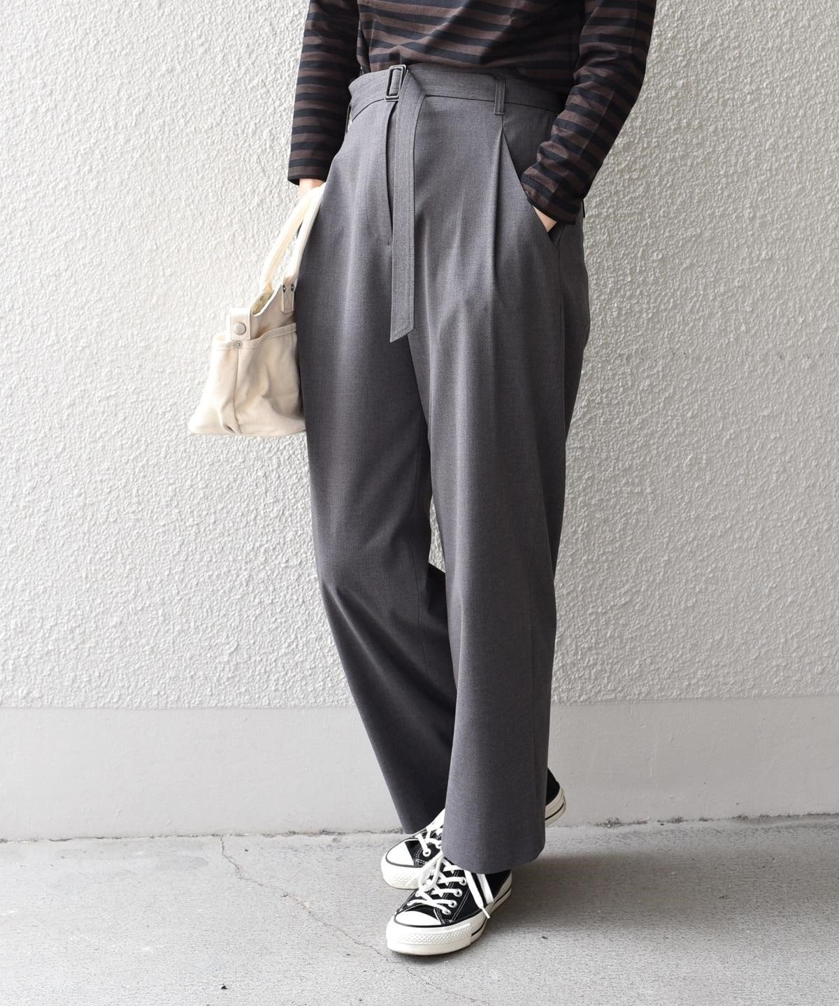 liflattie ships: ソリッド ベルト パンツ
