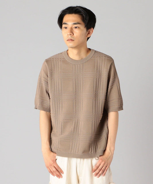 SHIPS: japan quality AMOSSA(R) リンクス チェック ニットTシャツ