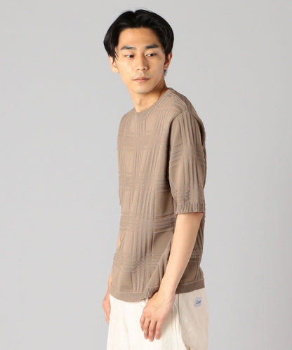 SHIPS: japan quality AMOSSA(R) リンクス チェック ニットTシャツ