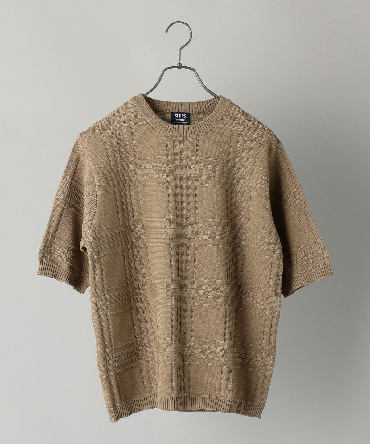 SHIPS: japan quality AMOSSA(R) リンクス チェック ニットTシャツ