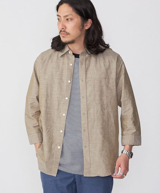 SHIPS: Herdmans コットン/リネン 7スリーブ シャツ