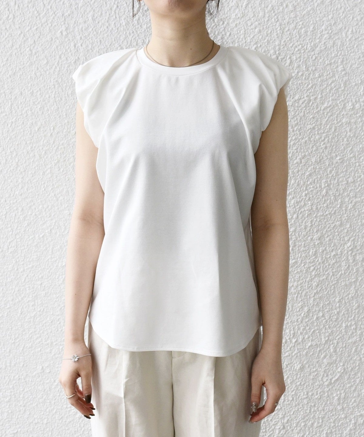 SHIPS any:〈洗濯機可能〉マーセライズ パフ ショルダー タンク TEE