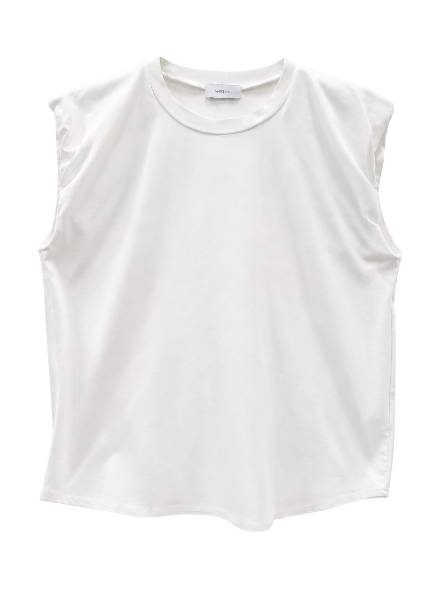 SHIPS any:〈洗濯機可能〉マーセライズ パフ ショルダー タンク TEE