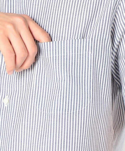 SD: 【カラミ素材】 ストライプ ホリゾンタルカラー シャツ