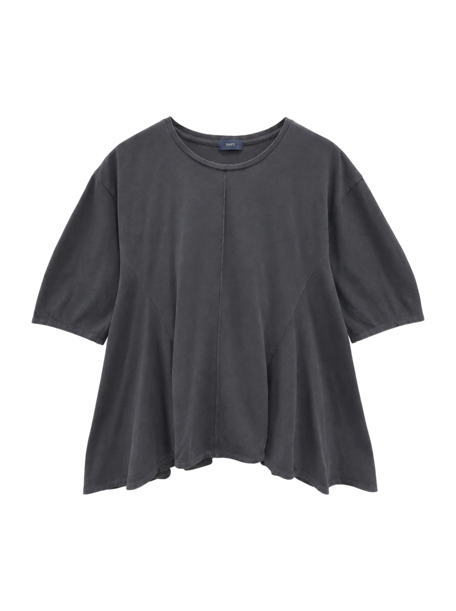 【WEB限定】 〈洗濯機可能〉へムフレア 5分袖 カットソー