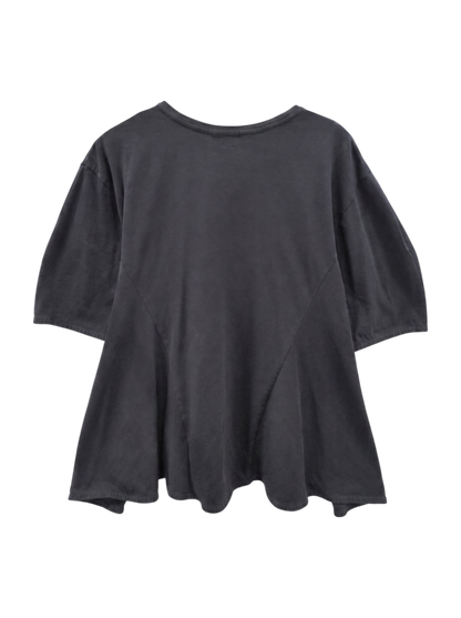 【WEB限定】 〈洗濯機可能〉へムフレア 5分袖 カットソー