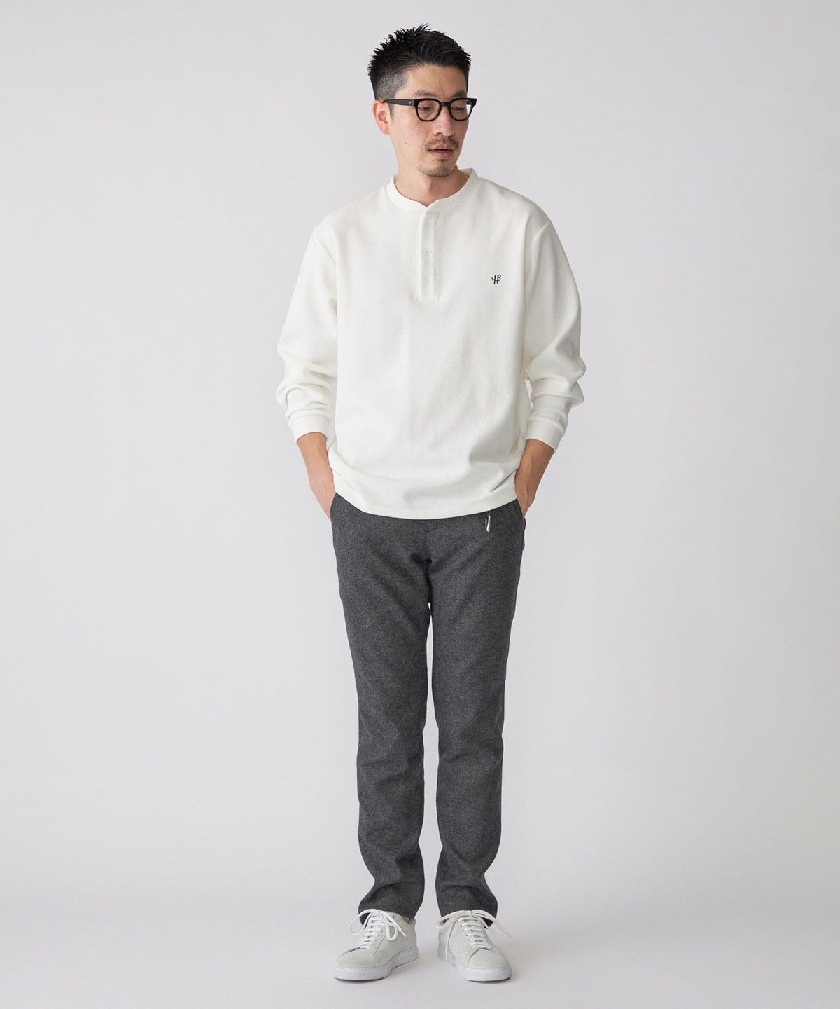 SHIPS: ウール/アンゴラ ツイード テーパード スリム チノパンツ