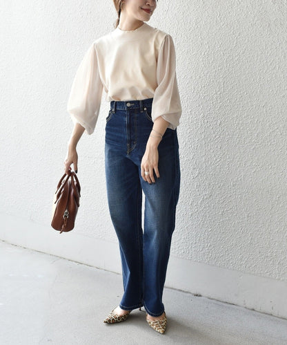 【WEB限定】〈手洗い可能〉シフォンスリーブニット