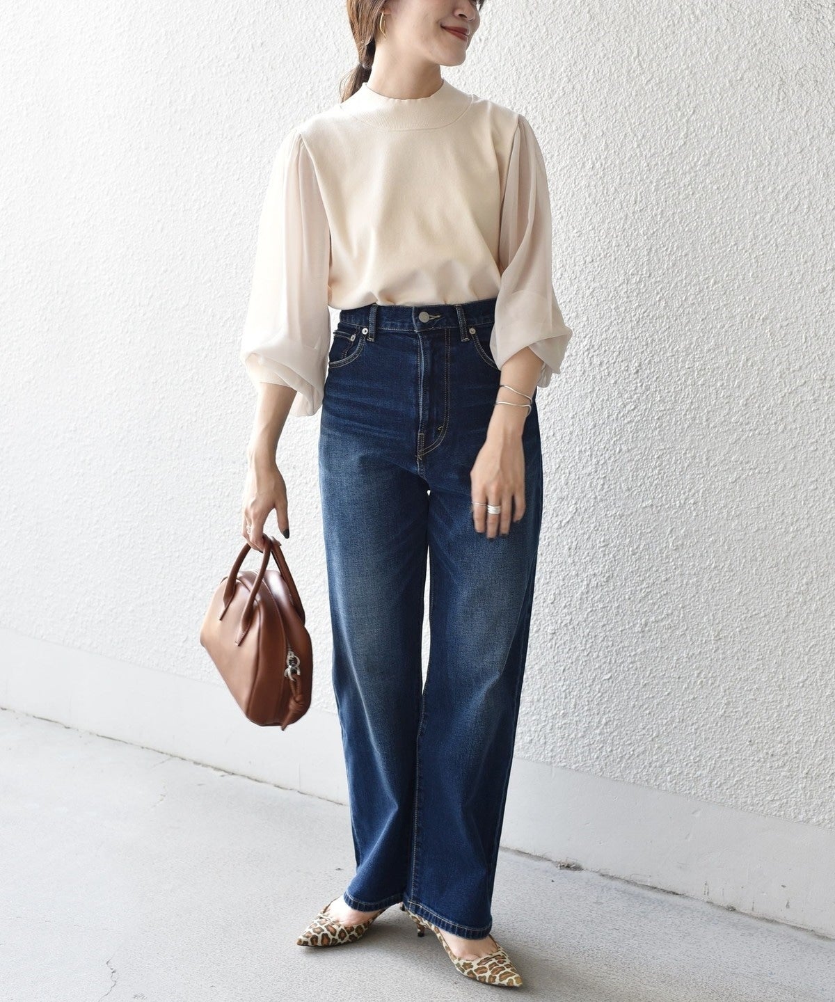 【WEB限定】〈手洗い可能〉シフォンスリーブニット