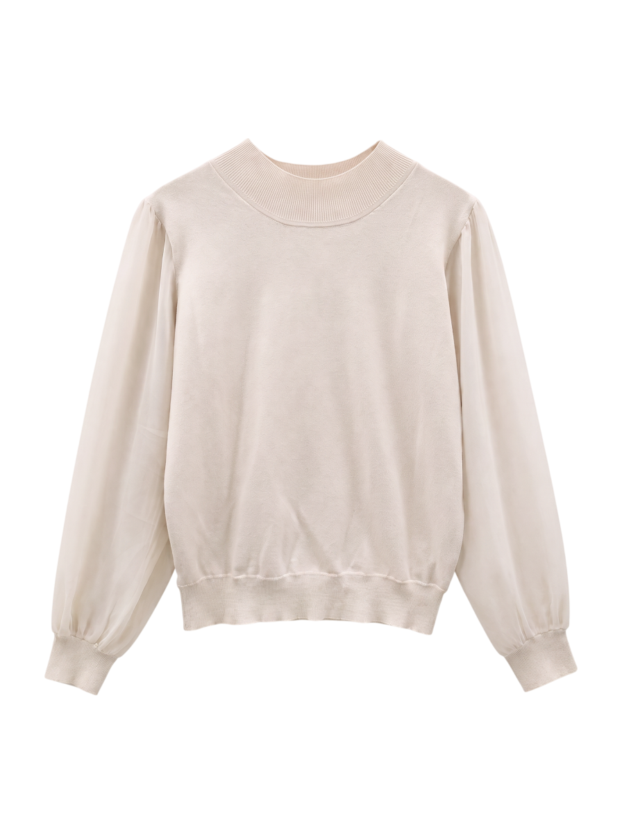【WEB限定】〈手洗い可能〉シフォンスリーブニット