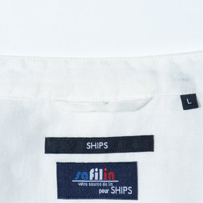 SHIPS: SAFILIN リネン バンドカラー シャツ