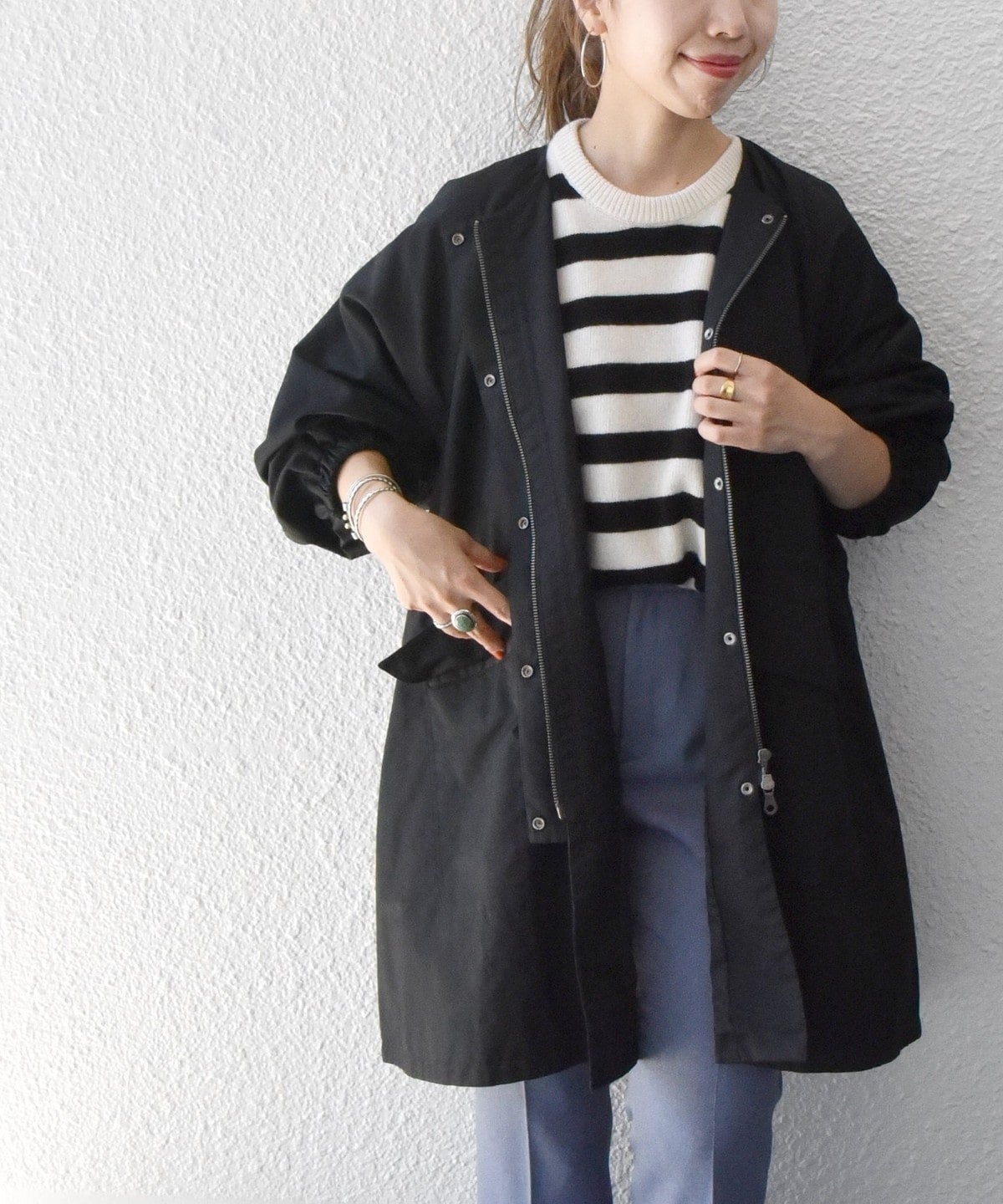 SHIPS any:〈撥水〉ノーカラー テント モッズ コート