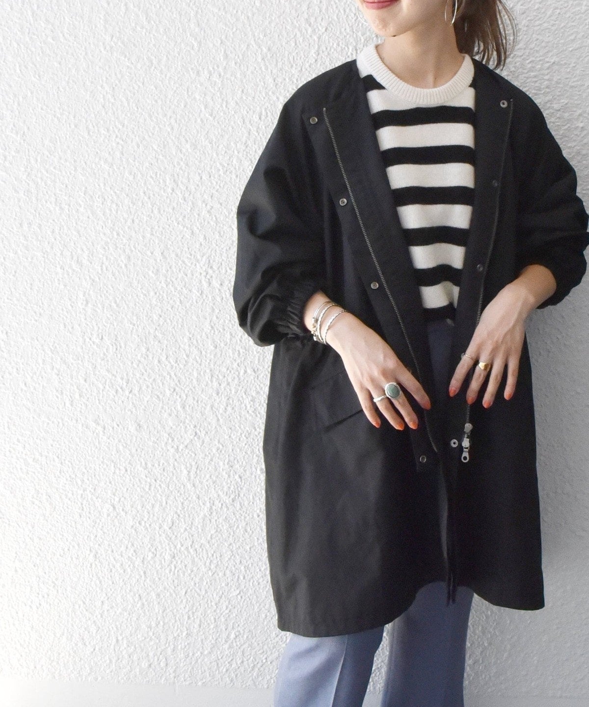 SHIPS any:〈撥水〉ノーカラー テント モッズ コート