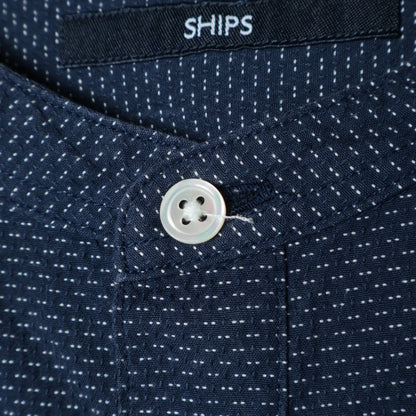 SHIPS: ドビー ドット バンドカラー シャツ