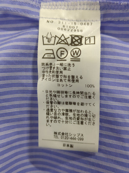 〈手洗い可能〉超長綿ストライプボウタイブラウス