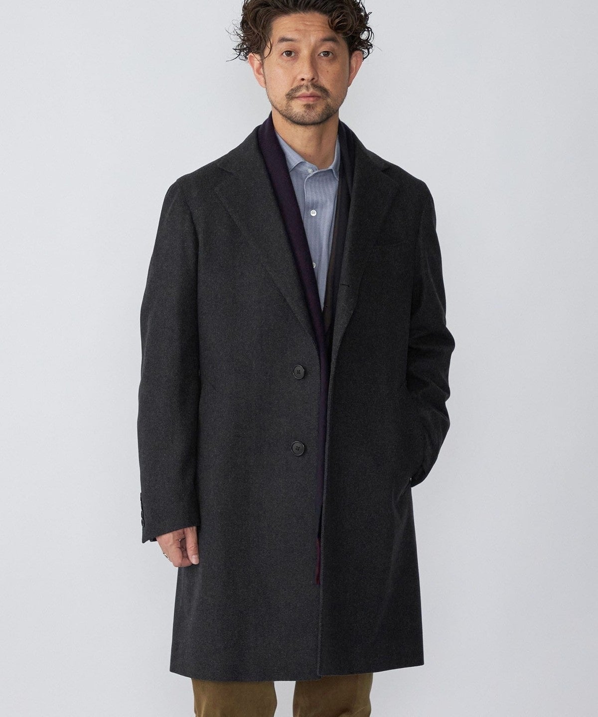 SHIPS ウールカシミヤ チェスターコート チャコールグレー SHIPS: ウール カシミヤ チェスターコート / LL / チャコールグレー