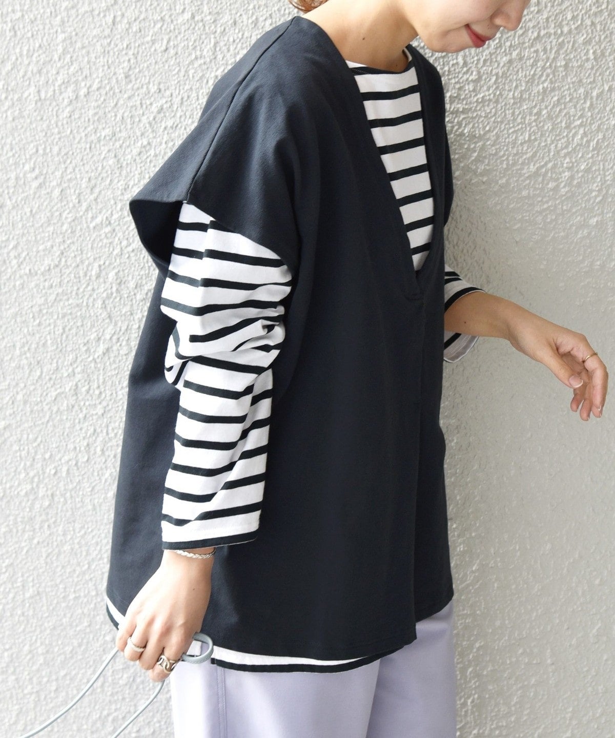 SHIPS any:〈ウォッシャブル〉ツイル ジャージ ジレ ベスト