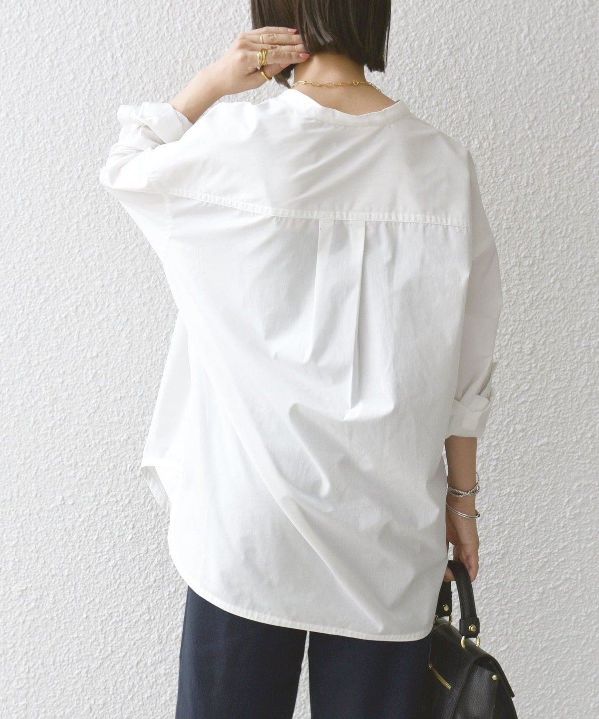 SHIPS any:〈洗濯機可能〉REPREVE バンド カラー シャツ