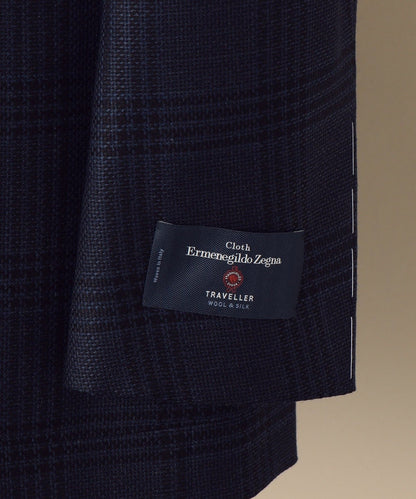 SD: エルメネジルド ゼニア  トラベラー ホップサック ネイビー グレンチェック ジャケット