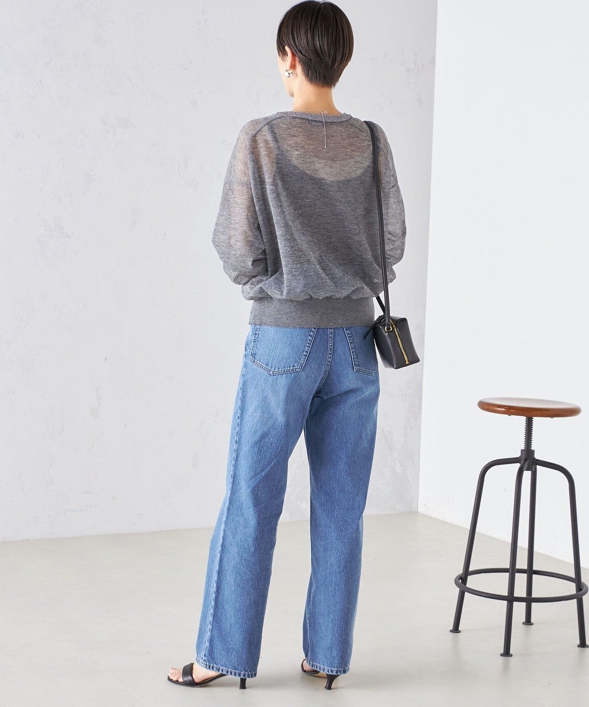〈手洗い可能〉シアー ラメ クルーネック プルオーバー 24SS