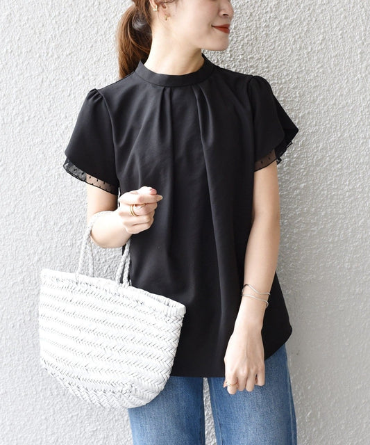 〈手洗い可能〉チューリップスリーブブラウス