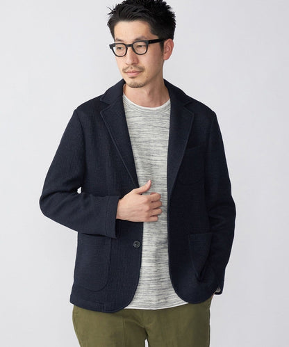 SHIPS:〈手洗い可能〉TEXBRID(R) 撚杢 畔編み 2ボタン ジャケット