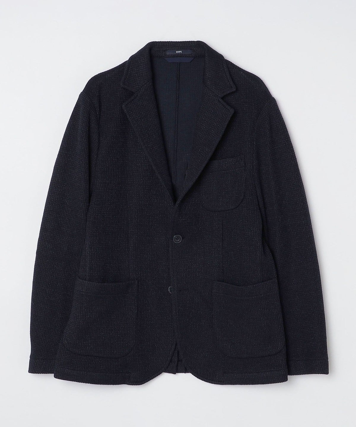 SHIPS:〈手洗い可能〉TEXBRID(R) 撚杢 畔編み 2ボタン ジャケット