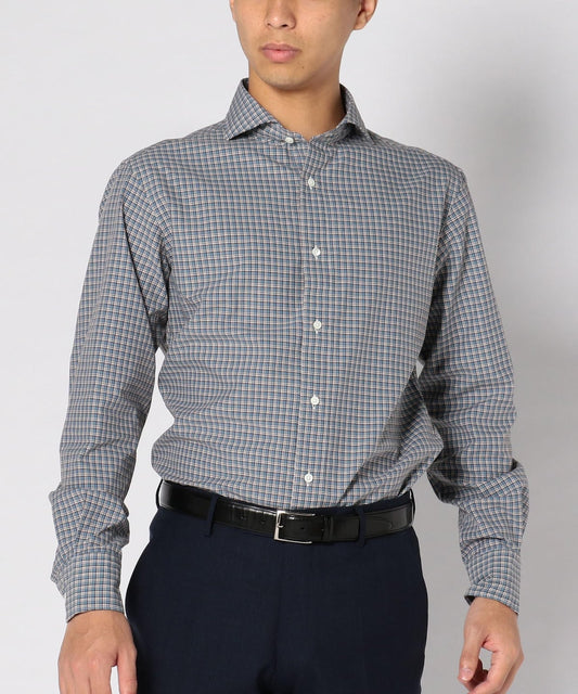 SD: 【ウォッシュド】 タータンチェック ホリゾンタルカラー シャツ