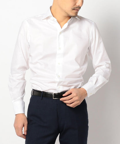 SD: ALBINI社製生地 オックスフォード ソリッド ホリゾンタルカラーシャツ（ホワイト）