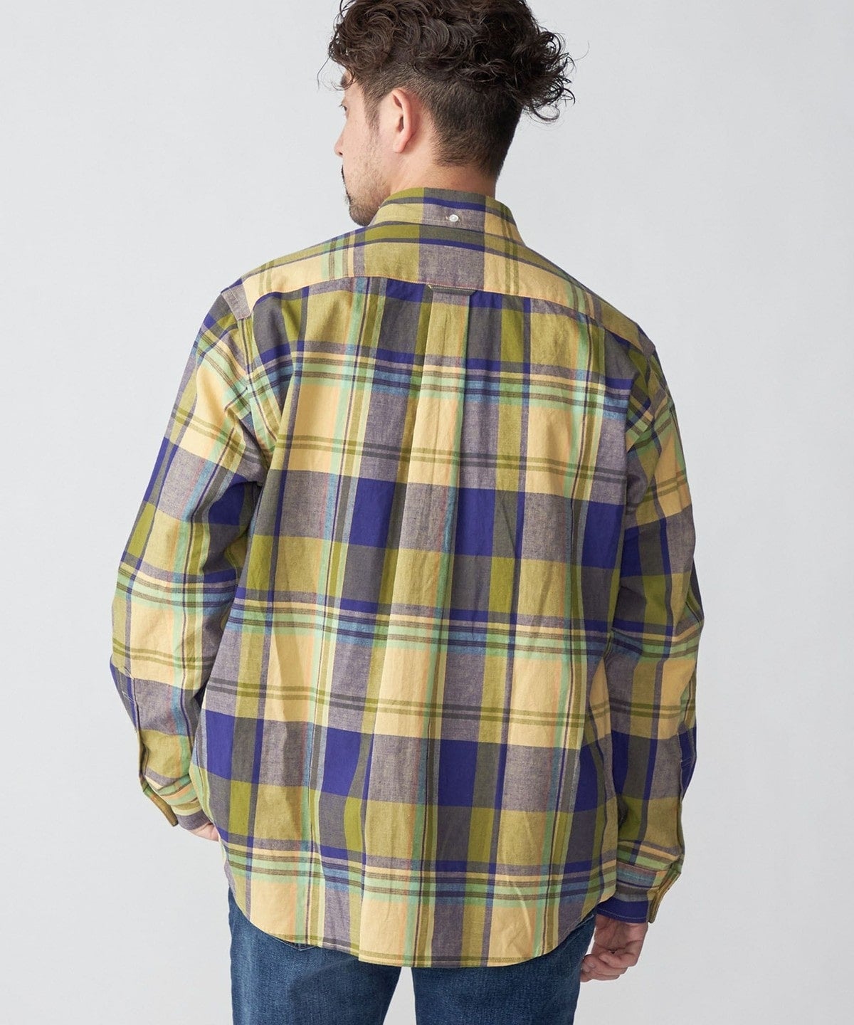 SHIPS: コットン/リネン マドラスチェック ボタンダウンシャツ