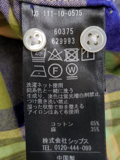 SHIPS: コットン/リネン マドラスチェック ボタンダウンシャツ
