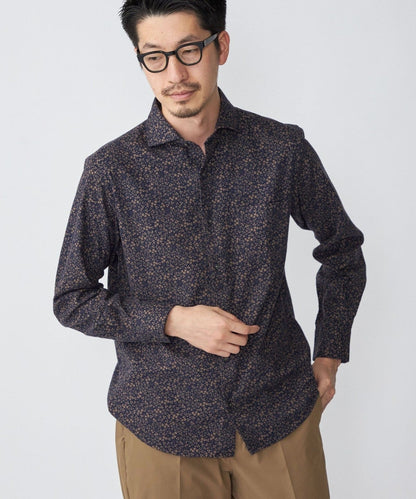 SHIPS: フランネル フラワープリント セミワイドカラーシャツ