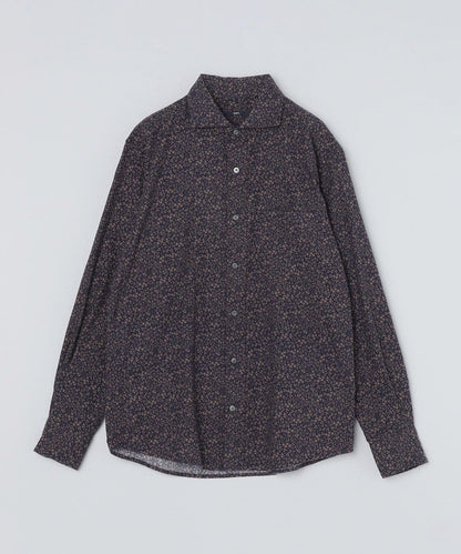 SHIPS: フランネル フラワープリント セミワイドカラーシャツ