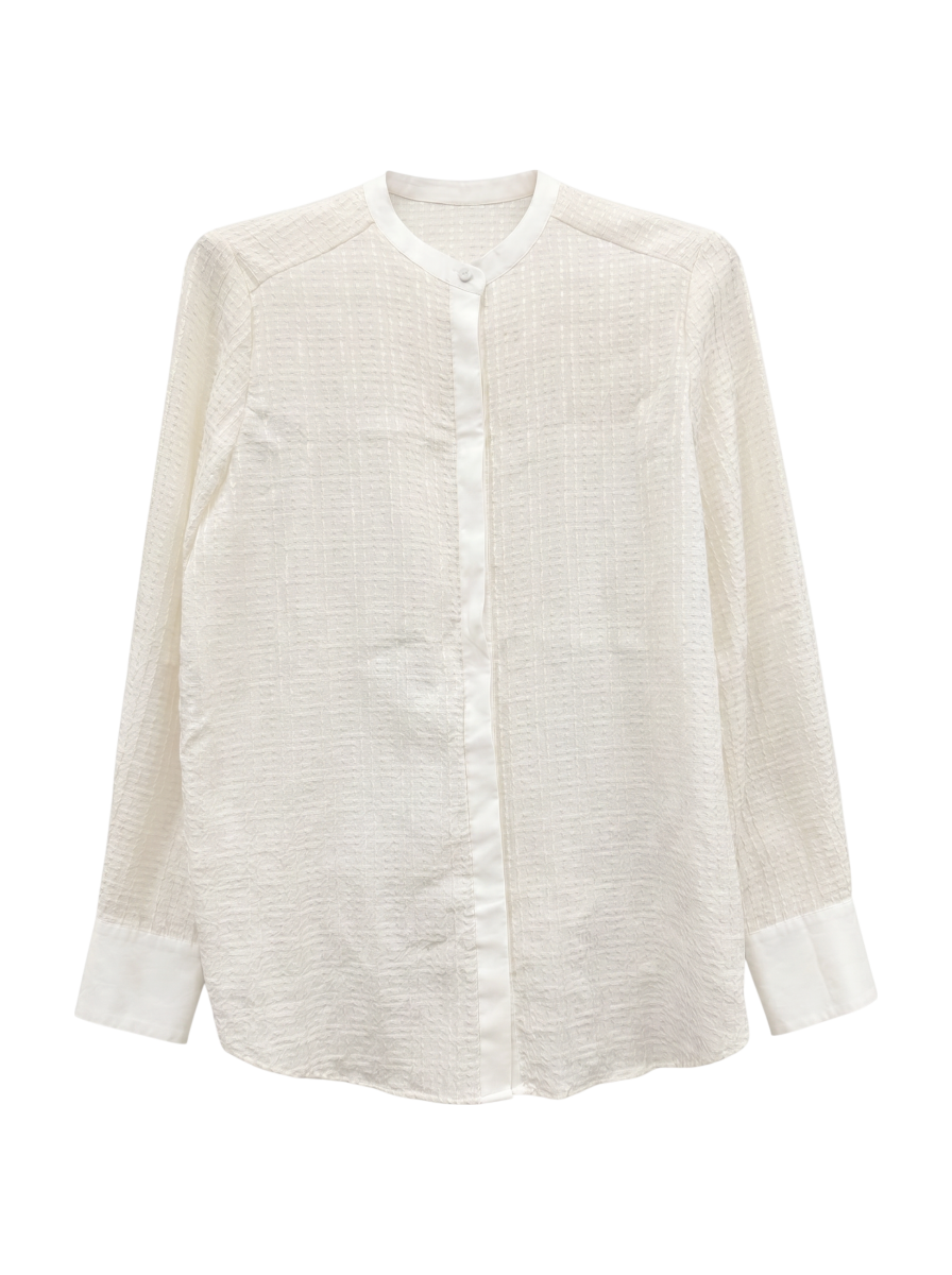 〈手洗い可能〉 ジャカード バンドカラー ブラウス 24SS