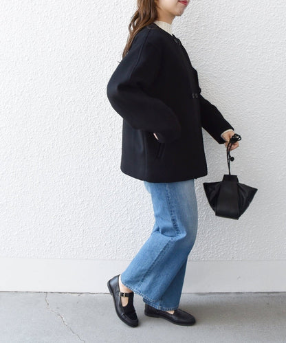 SHIPS any: ノンミュールジングウール ノーカラー ショート コート