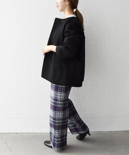 SHIPS any: ノンミュールジングウール ノーカラー ショート コート