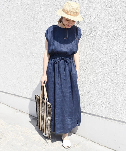 liflattie ships:リネンギャザーロングワンピース