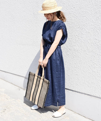 liflattie ships:リネンギャザーロングワンピース